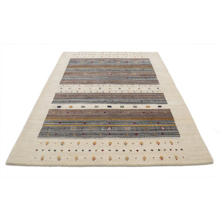 Modren 5' 7" X 7' 10" Wool Hand-Knotted Rug 5' 7" X 7' 10" (170 X 239) / Ivory / Brown