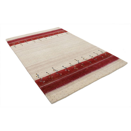 Modren 5' 3" X 7' 7" Wool Hand-Knotted Rug 5' 3" X 7' 7" (160 X 231) / Ivory / Red