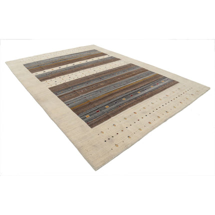 Modren 8' 3" X 11' 5" Wool Hand-Knotted Rug 8' 3" X 11' 5" (251 X 348) / Ivory / Brown