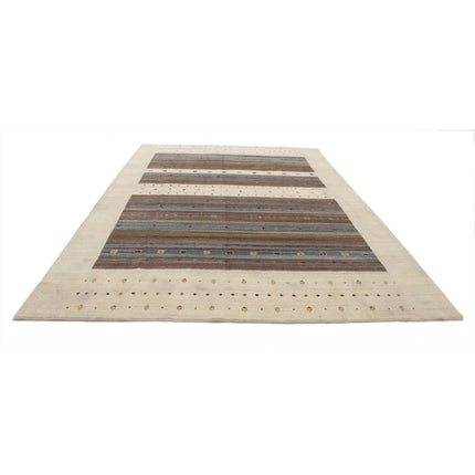 Modren 8' 3" X 11' 5" Wool Hand-Knotted Rug 8' 3" X 11' 5" (251 X 348) / Ivory / Brown