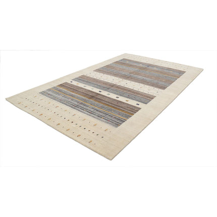 Modren 6' 7" X 9' 10" Wool Hand-Knotted Rug 6' 7" X 9' 10" (201 X 300) / Ivory / Brown