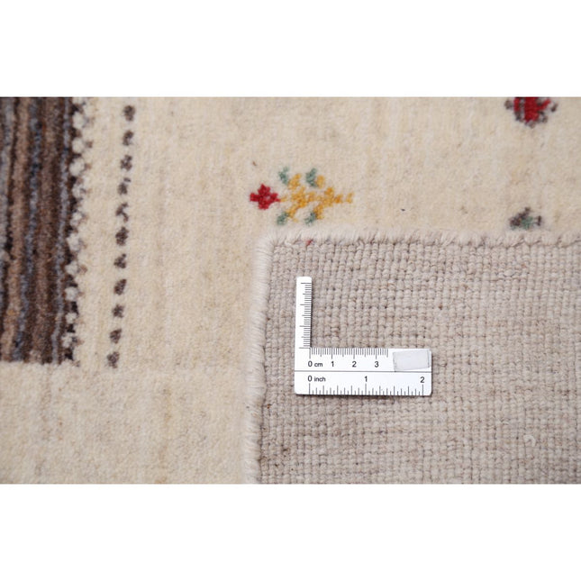 Modren 6' 7" X 9' 9" Wool Hand-Knotted Rug 6' 7" X 9' 9" (201 X 297) / Ivory / Brown