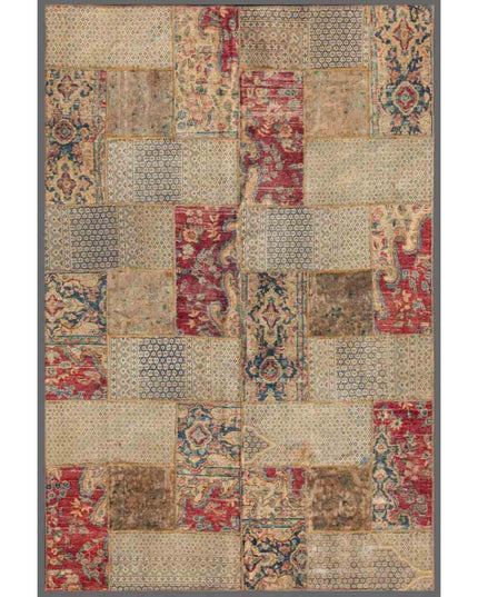 Mosaic 5' 1" X 8' 1" Hand Knotted Wool Rug 5' 1" X 8' 1" (155 X 246) / Beige / Wool