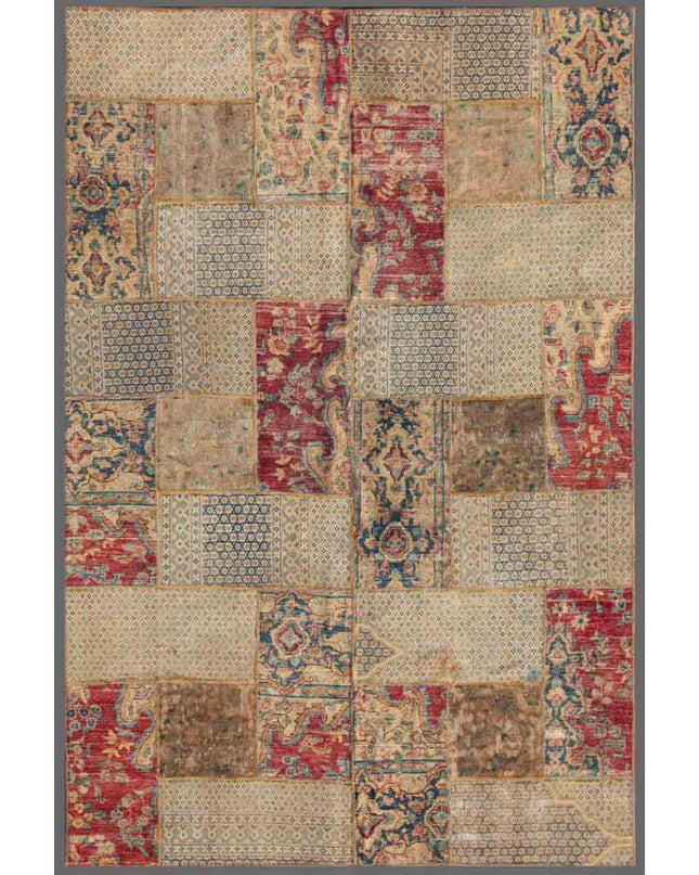 Mosaic 5' 1" X 8' 1" Hand Knotted Wool Rug 5' 1" X 8' 1" (155 X 246) / Beige / Wool