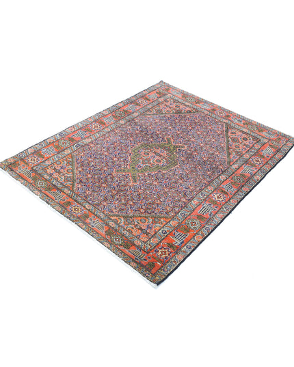 Moud 3' 9" X 5' 1" Hand Knotted Wool Rug 3' 9" X 5' 1" (114 X 155) / Blue / Wool