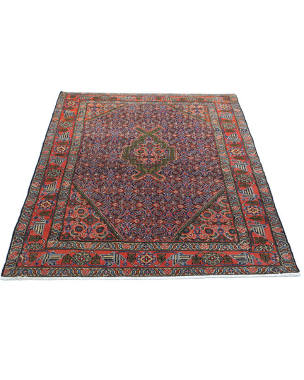 Moud 3' 9" X 5' 1" Hand Knotted Wool Rug 3' 9" X 5' 1" (114 X 155) / Blue / Wool