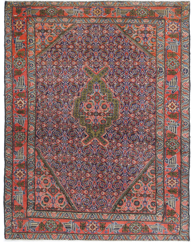 Moud 3' 9" X 5' 1" Hand Knotted Wool Rug 3' 9" X 5' 1" (114 X 155) / Blue / Wool