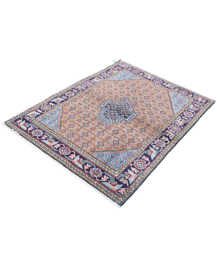 Moud 3' 7" X 4' 10" Hand Knotted Wool Rug 3' 7" X 4' 10" (109 X 147) / Brown / Wool