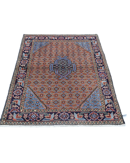 Moud 3' 7" X 4' 10" Hand Knotted Wool Rug 3' 7" X 4' 10" (109 X 147) / Brown / Wool