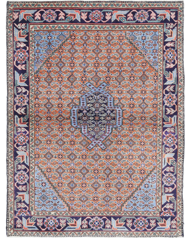 Moud 3' 7" X 4' 10" Hand Knotted Wool Rug 3' 7" X 4' 10" (109 X 147) / Brown / Wool