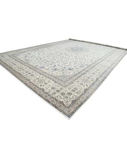 Nain 16' 3" X 25' 6" Hand Knotted Wool & Silk Rug 16' 3" X 25' 6" (495 X 777) / Ivory / Wool & Silk