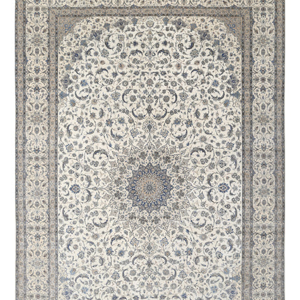 Nain 16' 3" X 25' 6" Hand Knotted Wool & Silk Rug 16' 3" X 25' 6" (495 X 777) / Ivory / Wool & Silk