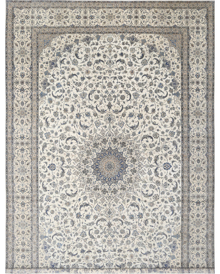 Nain 16' 3" X 25' 6" Hand Knotted Wool & Silk Rug 16' 3" X 25' 6" (495 X 777) / Ivory / Wool & Silk