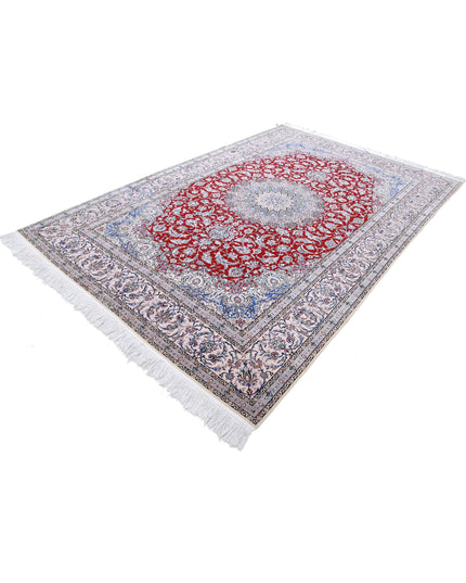 Nain 6' 8" X 10' 0" Hand Knotted Wool & Silk Rug 6' 8" X 10' 0" (203 X 305) / Red / Wool & Silk