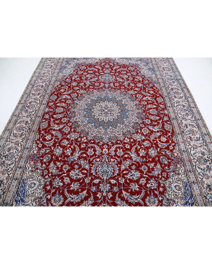 Nain 6' 8" X 10' 0" Hand Knotted Wool & Silk Rug 6' 8" X 10' 0" (203 X 305) / Red / Wool & Silk