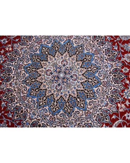 Nain 6' 8" X 10' 0" Hand Knotted Wool & Silk Rug 6' 8" X 10' 0" (203 X 305) / Red / Wool & Silk