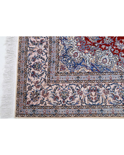 Nain 6' 8" X 10' 0" Hand Knotted Wool & Silk Rug 6' 8" X 10' 0" (203 X 305) / Red / Wool & Silk
