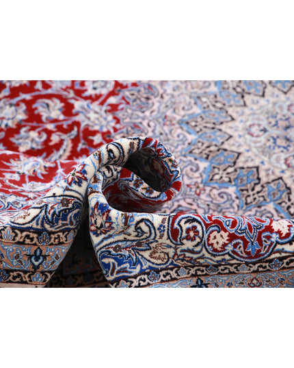 Nain 6' 8" X 10' 0" Hand Knotted Wool & Silk Rug 6' 8" X 10' 0" (203 X 305) / Red / Wool & Silk