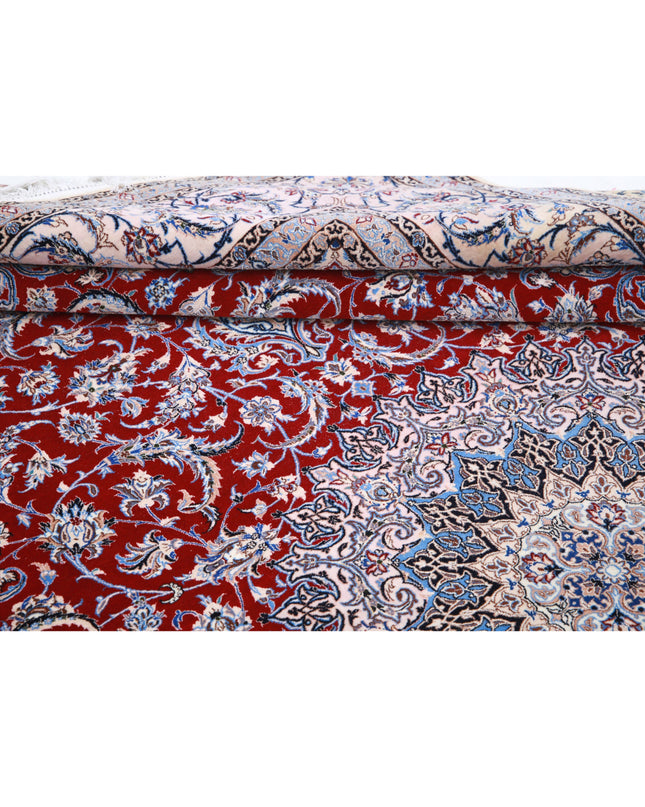 Nain 6' 8" X 10' 0" Hand Knotted Wool & Silk Rug 6' 8" X 10' 0" (203 X 305) / Red / Wool & Silk