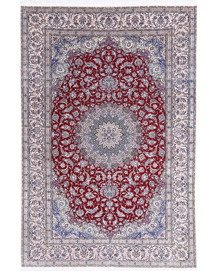 Nain 6' 8" X 10' 0" Hand Knotted Wool & Silk Rug 6' 8" X 10' 0" (203 X 305) / Red / Wool & Silk