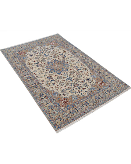 Nain 3' 7" X 5' 6" Hand Knotted Wool & Silk Rug 3' 7" X 5' 6" (109 X 168) / Ivory / Wool & Silk
