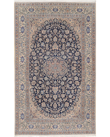 Nain 5' 11" X 9' 9" Hand Knotted Wool & Silk Rug 5' 11" X 9' 9" (180 X 297) / Blue / Wool & Silk