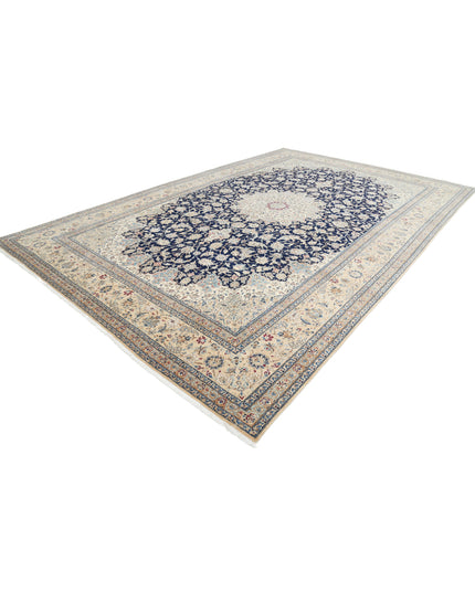Nain 10' 6" X 16' 2" Hand Knotted Wool & Silk Rug 10' 6" X 16' 2" (320 X 493) / Blue / Wool & Silk