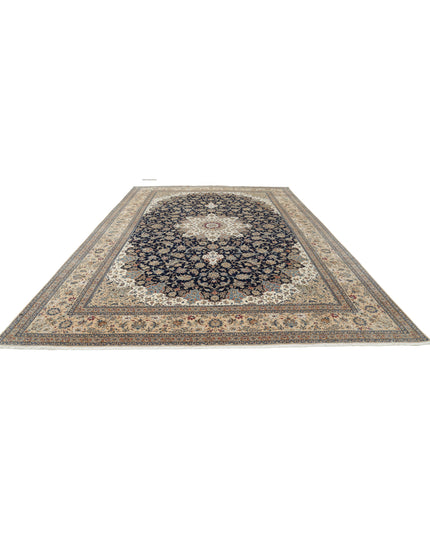 Nain 10' 6" X 16' 2" Hand Knotted Wool & Silk Rug 10' 6" X 16' 2" (320 X 493) / Blue / Wool & Silk