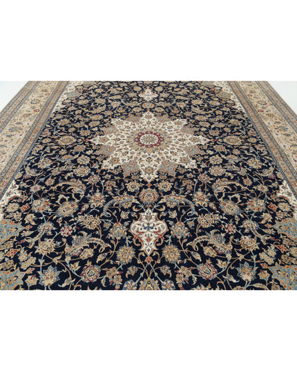 Nain 10' 6" X 16' 2" Hand Knotted Wool & Silk Rug 10' 6" X 16' 2" (320 X 493) / Blue / Wool & Silk