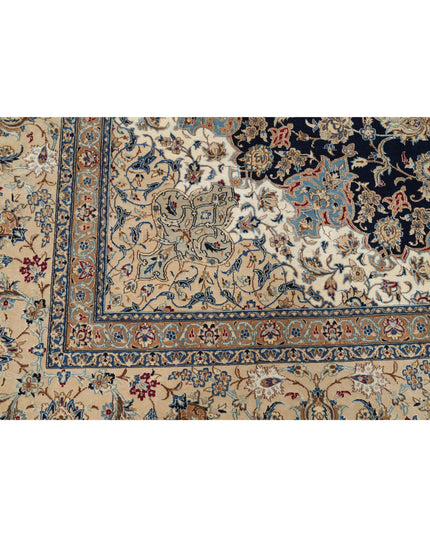 Nain 10' 6" X 16' 2" Hand Knotted Wool & Silk Rug 10' 6" X 16' 2" (320 X 493) / Blue / Wool & Silk