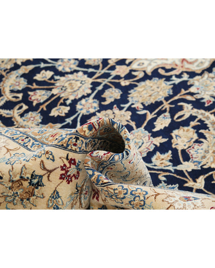 Nain 10' 6" X 16' 2" Hand Knotted Wool & Silk Rug 10' 6" X 16' 2" (320 X 493) / Blue / Wool & Silk