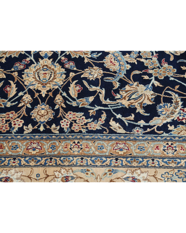 Nain 10' 6" X 16' 2" Hand Knotted Wool & Silk Rug 10' 6" X 16' 2" (320 X 493) / Blue / Wool & Silk