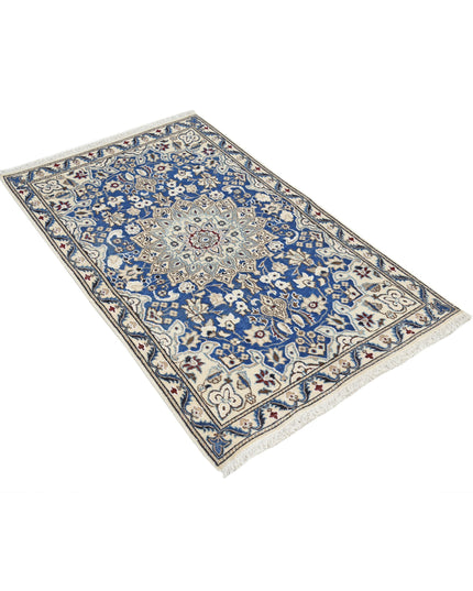 Nain 2' 9" X 4' 5" Hand Knotted Wool & Silk Rug 2' 9" X 4' 5" (84 X 135) / Blue / Wool & Silk