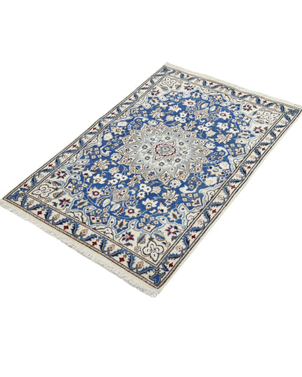 Nain 2' 9" X 4' 5" Hand Knotted Wool & Silk Rug 2' 9" X 4' 5" (84 X 135) / Blue / Wool & Silk
