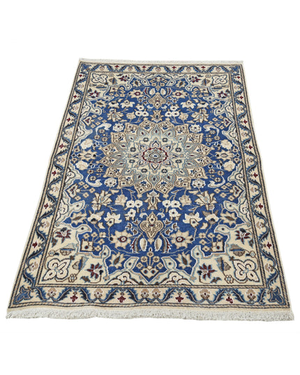 Nain 2' 9" X 4' 5" Hand Knotted Wool & Silk Rug 2' 9" X 4' 5" (84 X 135) / Blue / Wool & Silk