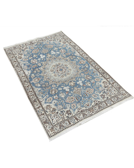 Nain 2' 11" X 4' 6" Hand Knotted Wool & Silk Rug 2' 11" X 4' 6" (89 X 137) / Blue / Wool & Silk
