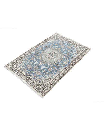 Nain 2' 11" X 4' 6" Hand Knotted Wool & Silk Rug 2' 11" X 4' 6" (89 X 137) / Blue / Wool & Silk