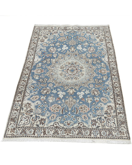 Nain 2' 11" X 4' 6" Hand Knotted Wool & Silk Rug 2' 11" X 4' 6" (89 X 137) / Blue / Wool & Silk