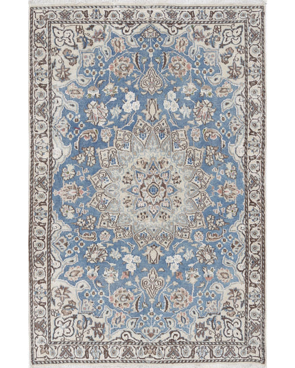 Nain 2' 11" X 4' 6" Hand Knotted Wool & Silk Rug 2' 11" X 4' 6" (89 X 137) / Blue / Wool & Silk