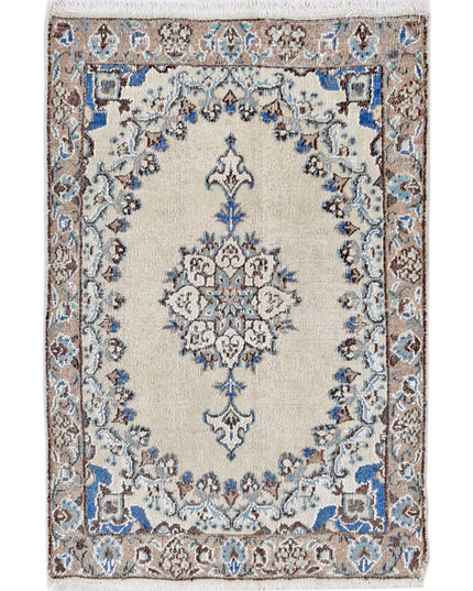 Nain 1' 11" X 2' 10" Hand Knotted Wool & Silk Rug 1' 11" X 2' 10" (59 X 86) / Ivory / Wool & Silk