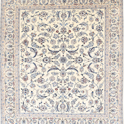 Nain 8' 0" X 9' 5" Hand Knotted Wool & Silk Rug 8' 0" X 9' 5" (244 X 287) / Ivory / Wool & Silk