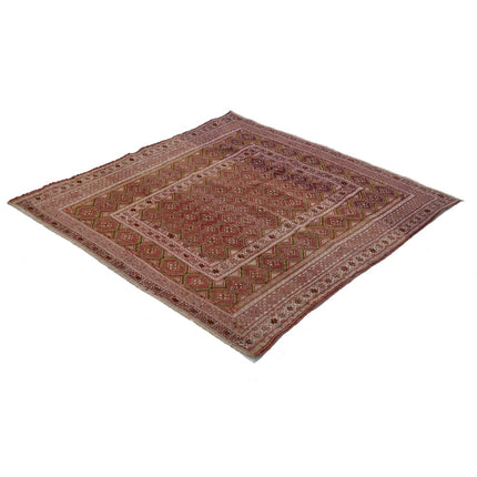 Nakhunak Kilim 4' 4" X 4' 7" Wool Hand-Woven Kilim 4' 4" X 4' 7" (132 X 140) / Multi / Multi