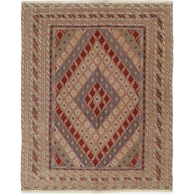 Nakhunak Kilim Hand-Woven Wool Kilim IVA0006921 - Natalia Rugs