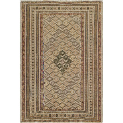 Nakhunak Kilim Hand-Woven Wool Kilim IVA0018182 - Natalia Rugs