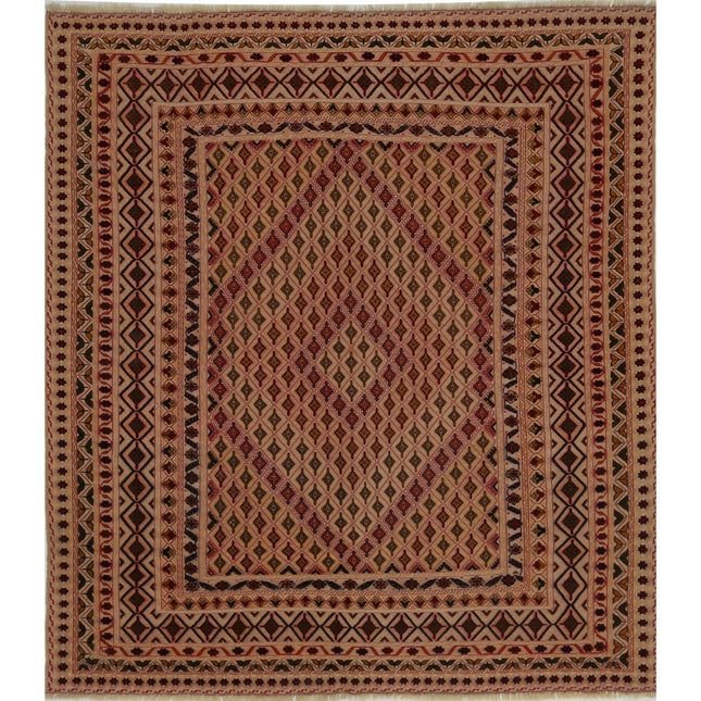 Nakhunak Kilim Hand-Woven Wool Kilim IVA0019975 - Natalia Rugs