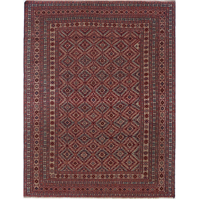 Nakhunak Kilim Hand-Woven Wool Kilim IVA0024186 - Natalia Rugs