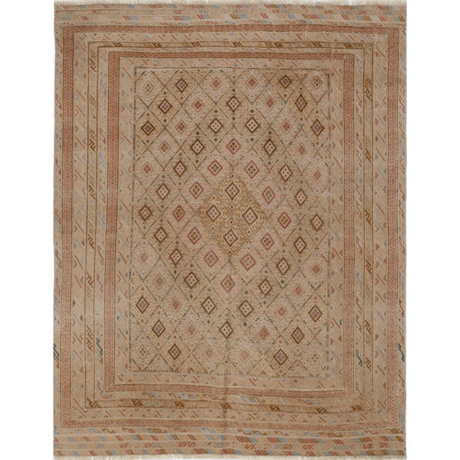 Nakhunak Kilim Hand-Woven Wool Kilim IVA0024195 - Natalia Rugs