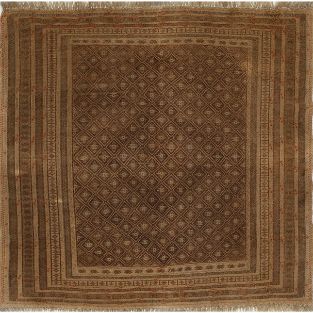 Nakhunak Kilim Hand-Woven Wool Kilim IVA0024206 - Natalia Rugs