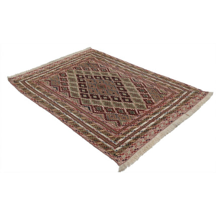 Nakhunak Kilim 4' 8" X 5' 11" Wool Hand-Woven Kilim 4' 8" X 5' 11" (142 X 180) / Multi / Multi