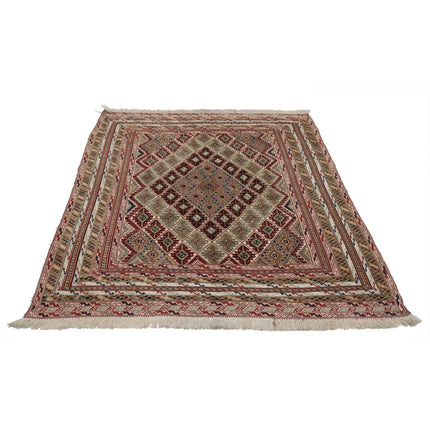 Nakhunak Kilim 4' 8" X 5' 11" Wool Hand-Woven Kilim 4' 8" X 5' 11" (142 X 180) / Multi / Multi